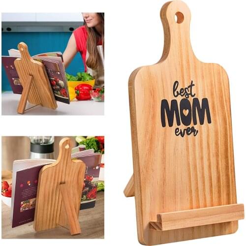 Foldable Wooden Cookbook Stand Recipe Holder Rest for Magazine Book Tablet