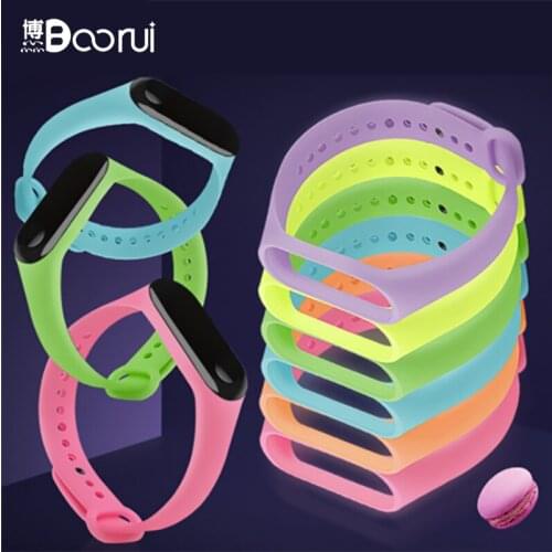 BOORUI Luminous mi band 3 strap Silicone Waterproof Mi 3 Wrist Strap Smart Accessories Replacement for xiaomi miband 3 Band