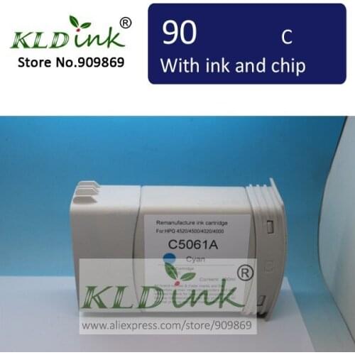 [KLD Ink] Compatible 90 C5061A CYAN ink cartridge for Designjet 4000 4020 4500 4520 printer