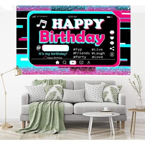 TIKTok Backdrop Personalized Name Music Birthday Party Decorations Birthday Party Backdrop for Teens Social Media Theme Birthday