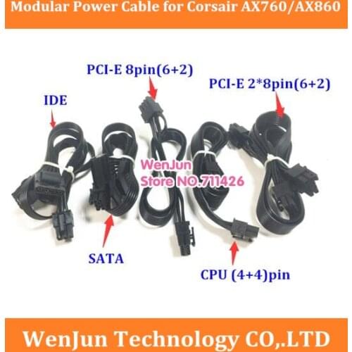 High Quality new ATX 24pin / PCI-E Dual 8pin(6+2) / SATA 15pin / IDE 4pin modular Power supply cable for Corsair AX760/AX860