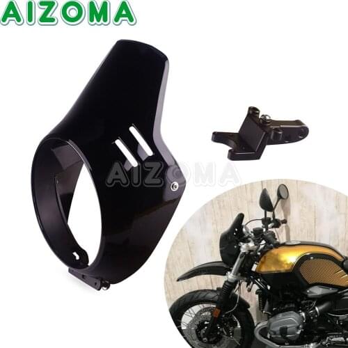 Black Motorcycle Headlight Fairing Windscreen Front Light Mask Cover For BMW R NiNE T Urban G/S Scrambler 2016 2017 2018 2019