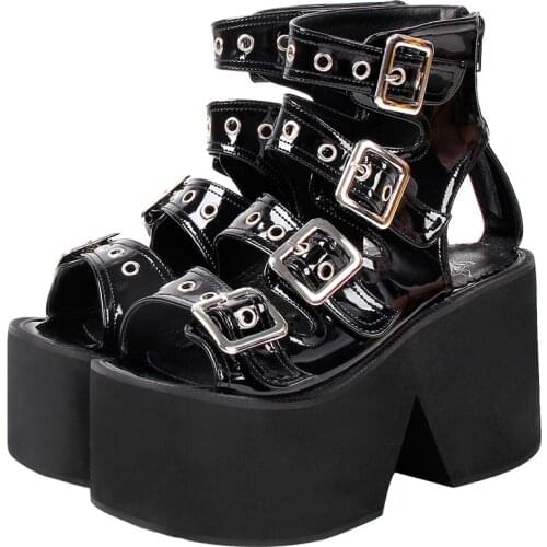 Angelic imprint woman lolita Gothic punk shoes lady high heels pumps girl princess summer dress party sandals 512 PL fish mouth