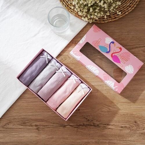 Five Pieces Womens Cotton Underwear Lace Solid Color Seamless Breifs Lady Breathable Mid-waist Breifs