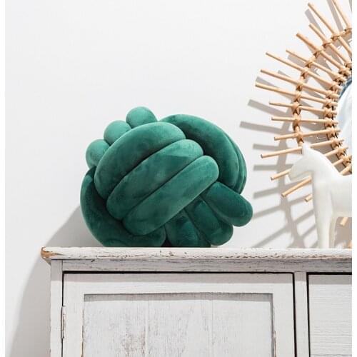 1pcs Knotted Plush Ball Design Round Throw Pillow Solid Color Waist Back Cushion Home Sofa Soft Stuffed Bedroom Decoration