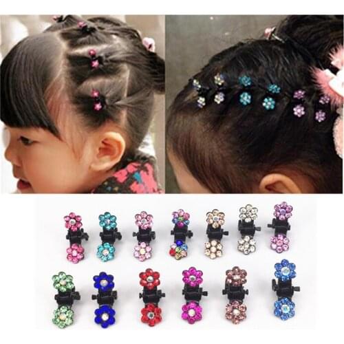12pcs Ultra-mini Baby Hairpin Korean Childrens Hair Jewelry Color Drill Small Grab Clip Girls Hair Paw Jewelry