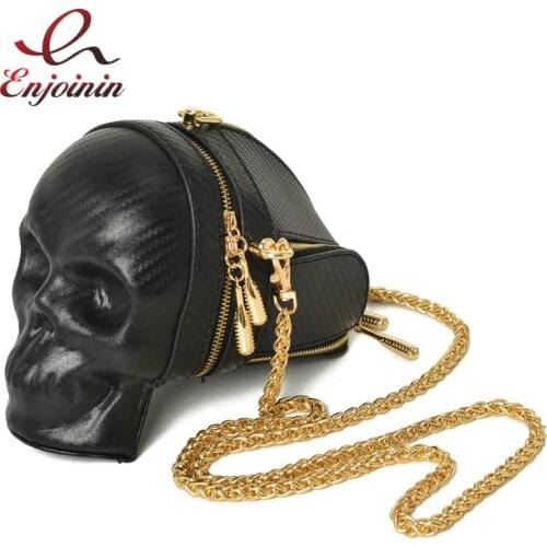 3D Punk Skull Design Crossbody Chain Bag Womens Shoulder Bag Purses and Handbags for Gothic Girls Clutch Bag 2021 Pu Leather