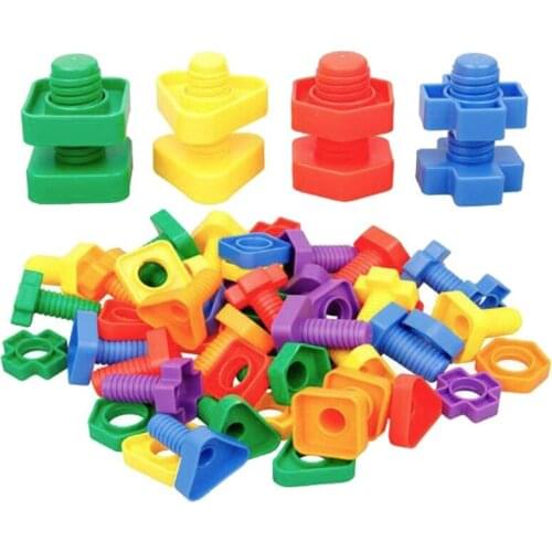 4 pcs Screw Building Blocks Plastic Insert Blocks Nut Dhape Toys Montessori Early Educationl Toys Scale Models Toys Kids Gifts