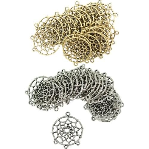 40Pcs Mixed Color Dreamcatcher Web Charm Pendant Connector DIY Craft Gifts
