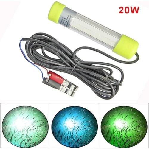 6M Cable COB 12V Blue Green White 8W 20W LED Spoon Minnow Fishing Lure Fly Fishing Bait Lights