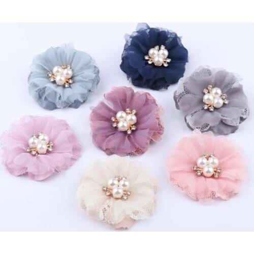 7Pcs Flowers Applique Lace Trim Patch Fabric DIY Wedding Dress Flowers Hat Hair Clothes Applique Sewing Patches