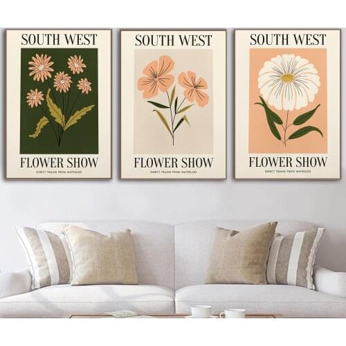 Abstract Flower Show Market Vintage Watercolor Floral Art Canvas Painting Posters And Prints Wall Pictures For Living Room Decor