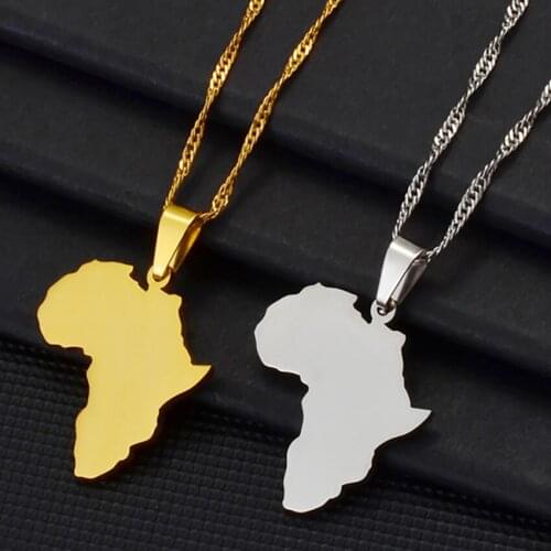 Anniyo 2.4cm Africa Map Pendant Necklaces Women Girls African Maps Fine Design Jewelry Nigeria,Congo,Ghana,Sudan,Somalia #237021