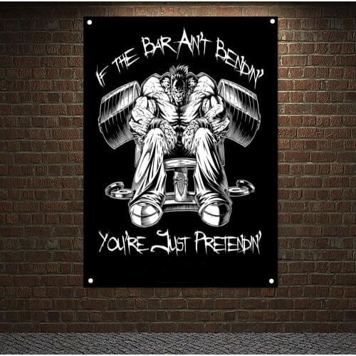 Exercise Fitness Banner Poster Wallpapers Muscular Hunk Flag Wall Hanging Man Body Building Tapestry Canvas Painting Gym Decor 7