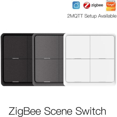 Tuya ZigBee Wireless 12 Scene Switch Push Button Controller Battery Powered Automation Scenario 4 Gang For Tuya Devices Modules