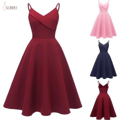 Burgundy Short Bridesmaid Dresses 2019 Wedding Guest Party Gown Spaghetti Strap Sleeveless Pleated vestido madrinha