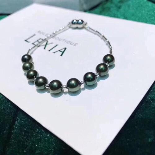 Fine Jewelry Natural Fresh Water 7-8mm Green Peals Bracelets for Women Fine Pearls Bracelets
