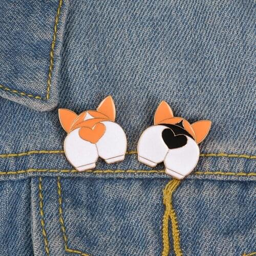 Corgi Heart Butt Pins butt brooches Corgi lover enamel pins Lapel pins for corgi nerds Gift for dog mom