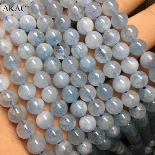 2strands 6mm Free shipping natural blue aquamarine loose beads for jewelry diy making design wholesale