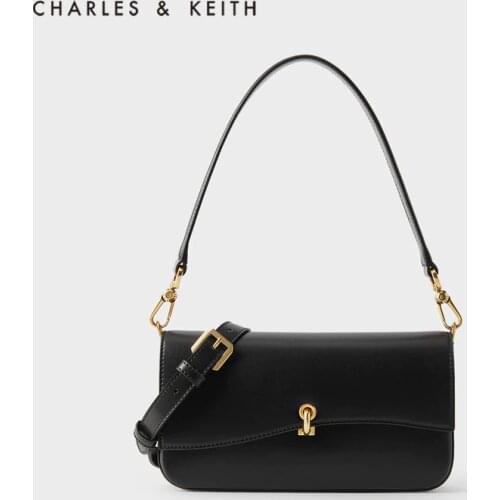 CHARLES＆KEITH New Arrival for Winter 2020 CK2-20270602Ladies Fashion Shoulder Bag Flip-open Underarm Bag with Chain