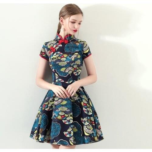 Cheongsam Short Chinese Skirt Improved Modern Cheongsam Dress Retro Fishtail Dress Girl Dress Chinese Cheongsam Qipao K033