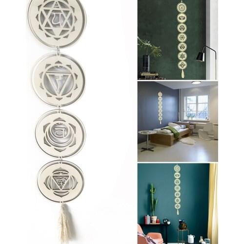 Wooden Chakra Hanging Ornament Lightweight Simple Wall Art Decoration for Home Living Room Bedroom TS1