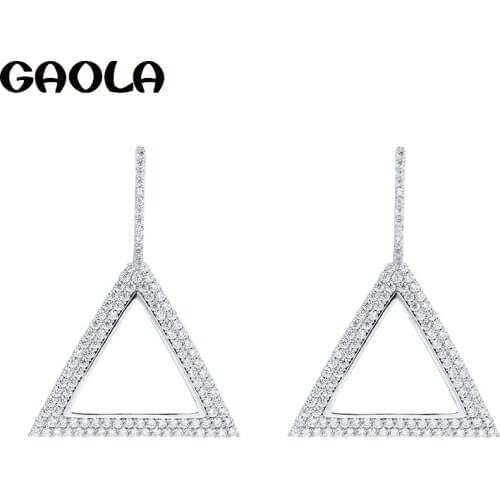 GAOLA Luxury Clear Cubic Zircon Triangle Dangle Geometric Earrings Women Fashion Jewelry GLE9116