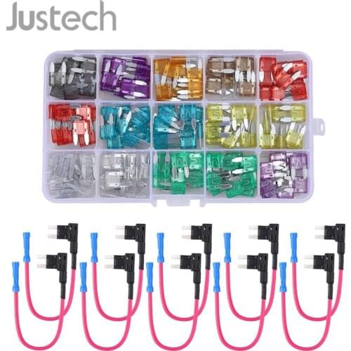 Justech 150 Pcs Car Truck Auto Mini Blade Fuses Set 2A/3A/5A/7.5A/10A/15A/20A/25A/30A/35A 10 Kind ATM/APM Fuses Holder Tools