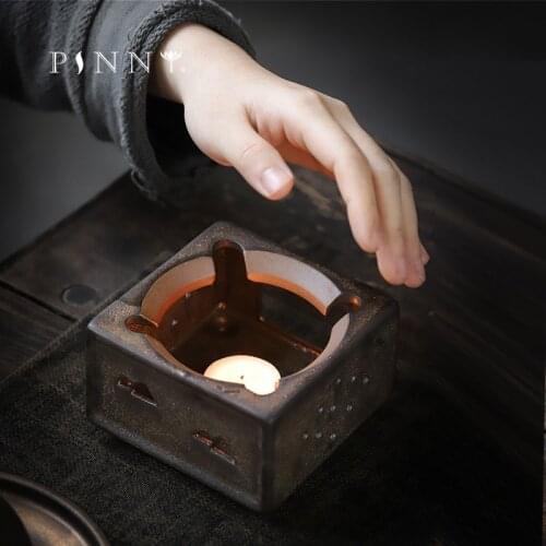 PINNY Retro Ceramic Gold Glaze Warm Tea Stove Japanese Style Kung Fu Tea Accessories Heating Insulation Base
