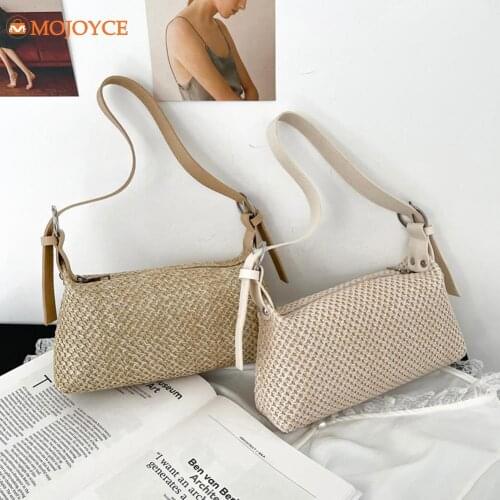 Summer new style straw woven fashion Korean style trendy shoulder bag mini cylinder messenger small bag