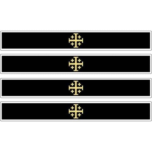 Hot 4pcs Patriotic Stickers Flag Stripes Vinyl PVC 13cm X 1.7cm Car Motorcycle Tuning R2 Templar Jerusalem Cross Stickers