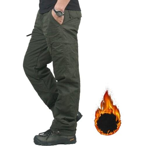 Brand Winter Double Layer Mens Cargo Pants Warm Baggy Pants Cotton Trousers For Men Male Military Camouflage Tactical