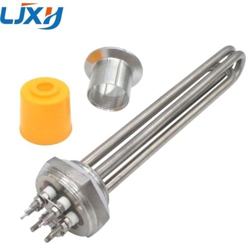 LJXH DN32 Tubular Heater Heating Element 220V/380V 304Stainless Steel 1.2"Thread Immersion Water Heating Tube with plug Head Nut