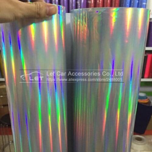 The newest Silver Holographic laser Chrome Vinyl Holo Film Laser Plating Car Wrap Sticker Sheet With Air Bubble Free