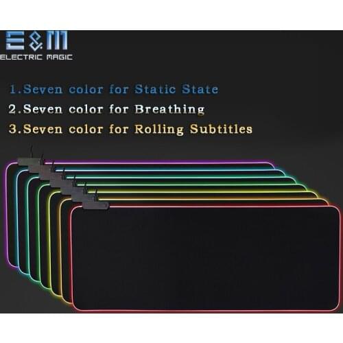 Super Large RGB LED Light USB Game Mouse Pad 900*400*4mm Natural Rubber Illuminated Illusion Non slip Table Pad Alien LOL Gaming