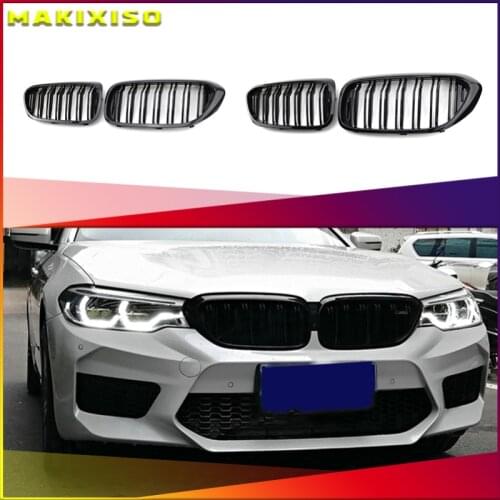 Front Bumper Kidney Grille Grill for BMW G30 G31 G38 5 Series 525I 530I 540I 550I with M-Performance Black Double Line Kidney Gr
