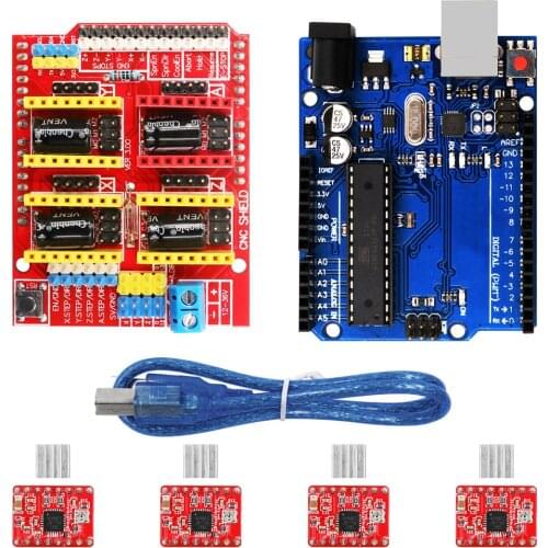 CNC Shield Expansion Board V3.0 +R3 Board + A4988 Stepper Motor Driver With Heatsink for Arduino for UNO