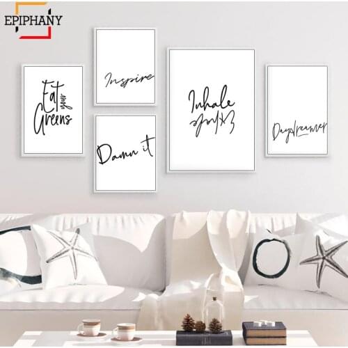 Inspire Art Simple Quotes Inhale Exhale Meditation Art for Bedroom Word Poster Creativity Quote Wall Pictures for Living Room