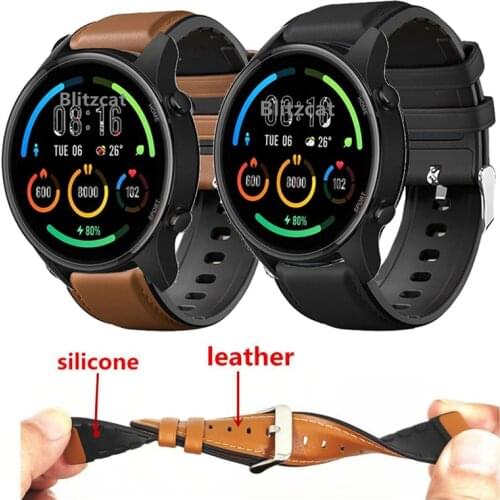 22mm Watch Strap For Xiaomi Watch Color MI Smart Watch Color Genuine Leather Band Silicone Bracelet Watchbands