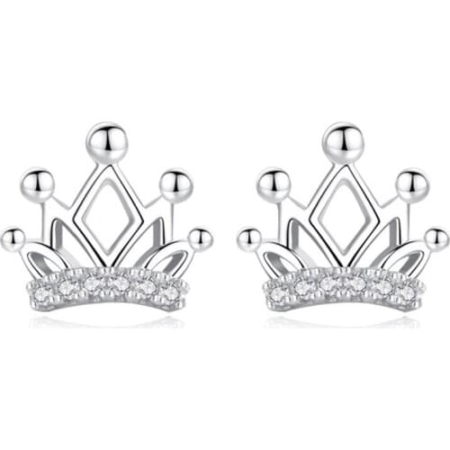 Stud Earrings Crown Zircon Crystal Earrings For Women Siver Color Earring Earings Jewelry Earing Brincos Brinco Oorbellen Gift