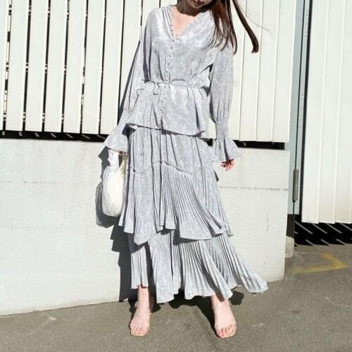 Sweet Flare Sleeve Lace Up Slim Design Chiffon Blouses Japan Style Casual Office Lady Tops 2021 Spring New Chic V-neck Shirts