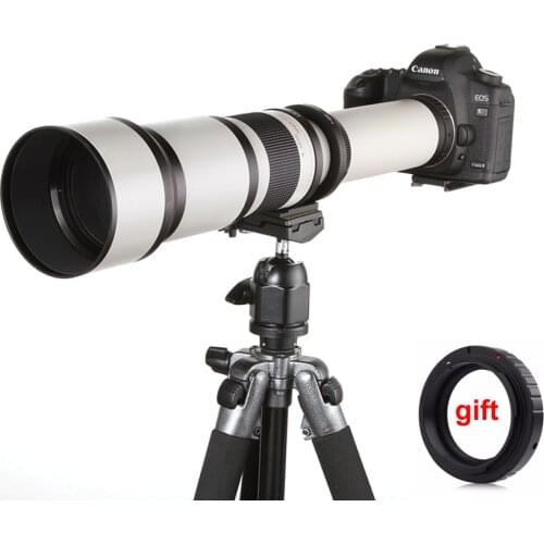 650-1300mm F8.0-16 Super Telephoto Manual Zoom Camera Lens+T2 Adapter for DSLR Canon Nikon Pentax Olympus Sony A6500 A7III X-T3