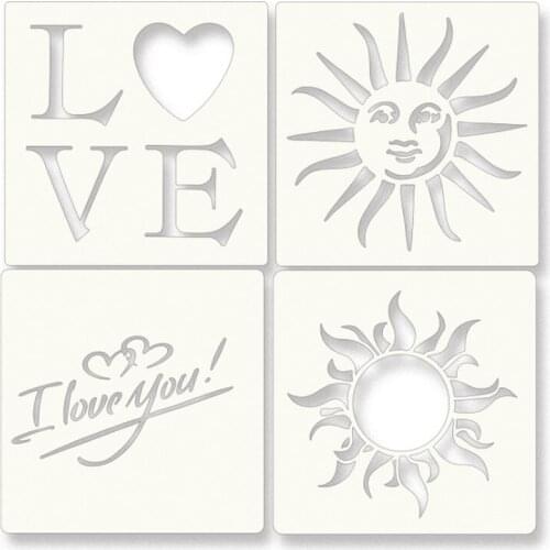 4pc I Love You Stencil DIY Walls Layering Painting Template Decoration Scrapbooking Embossing Album Supplies 15cm