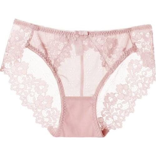 Sexy Panties Lace Ladies Mid Waist Solid Color plus size Seamless Cotton Fancy Bow Breathable