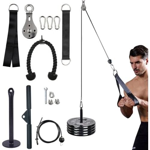 Fitness DIY Gym Pulley Cable Machine Attachment System Adjustable 2.5m Cable Workout Arm Biceps Triceps Hand Training Equipment