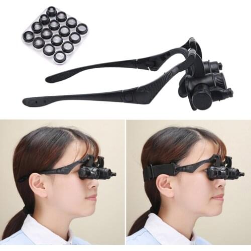 2.5X 4X 6X 8X 10X 15X 20X 25X Multi-Power Double LED Lights Magnifier Eye Glasses Watch Repair Loupe Jeweler Magnifying Glass