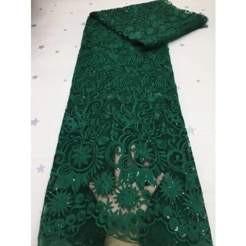 Green African Lace Fabric 2021 High Quality Embroidered Sequins Guipure Mesh French Nigerian Lace Fabric for Wedding Dress D4556