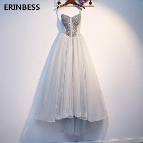 Vestido De Festa Sweetheart Long Prom Dresses Sliver Gray Tulle A-line Prom Dress Vestido De Train Women Formal Gowns 2020