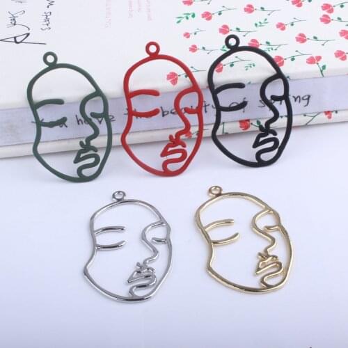 10pcs alloy rubber paint face earring pendant 27*44mm face shape DIY making earrings necklace decoration female