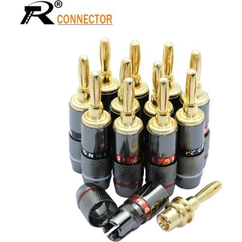 12PCS Speaker Banana Plug Connector 24K Gold Plated Copper Speaker Adapter Audio Video Banana Connectors